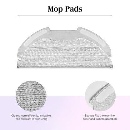 Replacement Accessories for Eureka E20 Plus Robot Vacuum,1Rubber Main Brush,4Mop Pads,2Filters,4Side Brush;2Rubber Main Brush,4Mop Pads,4Filters,6Side Brush. (12, E20) - style: 12