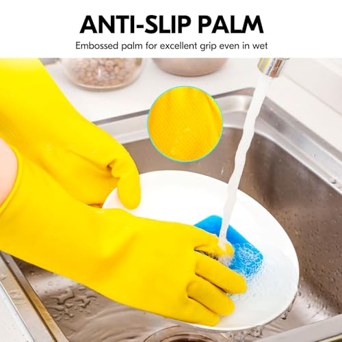 Vgo... Latex Reusable Household Gloves,Cleaning Gloves,Long Cuff (HH4601,S) - color: Yellow, size: Small