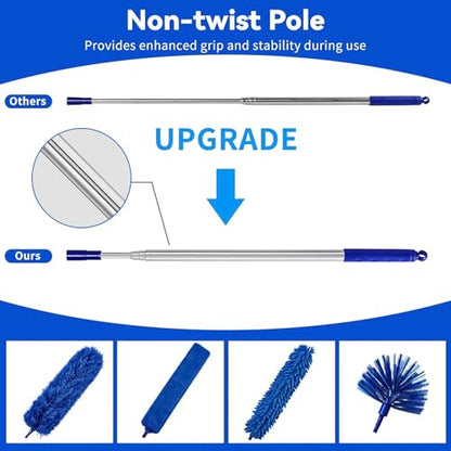 6-in-1 Duster with Extension Pole, 100" Long Reach Cleaning Kit for Home - size: 6 in 1