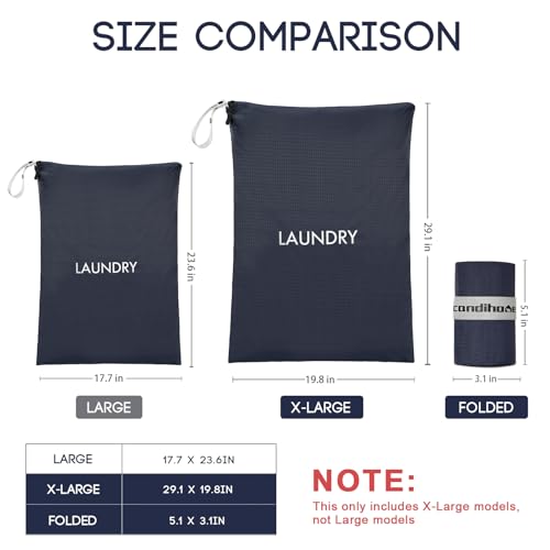 Travel Laundry Bag, Washable Dirty Clothes Bag Waterproof Wet Dry Bags Reusable Camp Clothes Organizer for Sports Home College Dorm Laundromat (1 Pcs X-Large) Navy Blue - color: navy blue, size: X-Large (1 Pcs) – 29.1"×19.8"