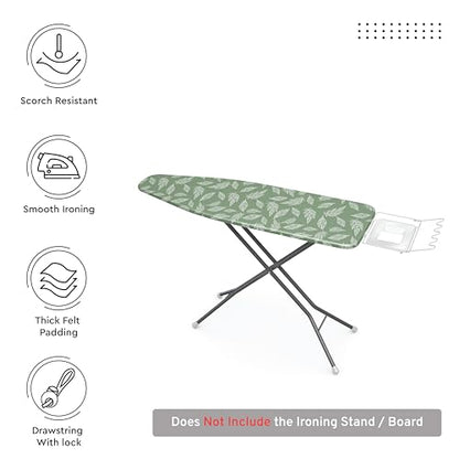 Encasa XO Ironing Board Cover and Pad, Thick Felt 54"x15" - color: Big Leaves Green, size: Large (54"x15")