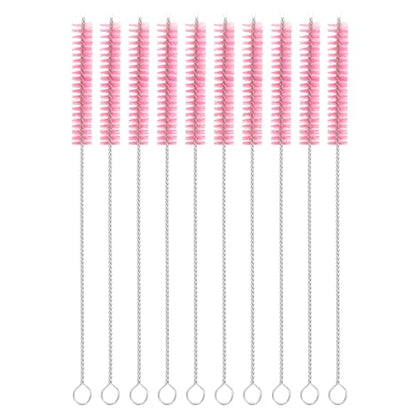 uxcell 10Pcs Drinking Straw Cleaning Brushes, 8" x 3/8" Nylon Bristles Long Straw Brush Pipe Cleaner for Washing Straws Pot Spout, Sippy Cup, Bottle and Tube (Pink) - color: Pink, size: 8" x 3/8"