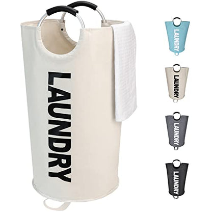 Maxsilan 90L Large Laundry Basket Bag, Collapsible Tall Hamper, Beige - color: Beige, size: 90L