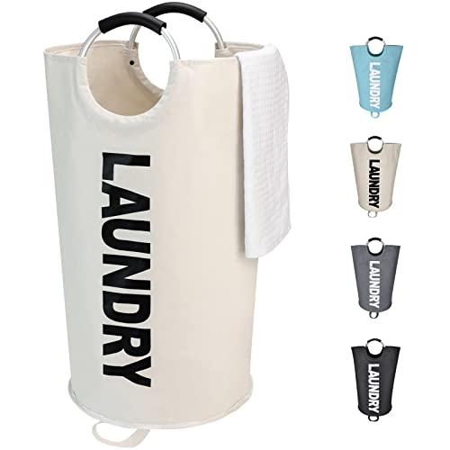 Maxsilan 90L Large Laundry Basket Bag, Collapsible Tall Hamper, Beige - color: Beige, size: 90L