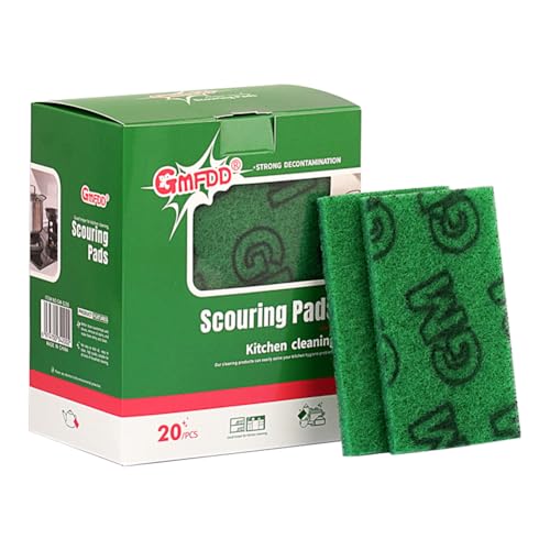 20 Pack Heavy Duty Green Scouring Pads, Bulk Non Scratch Scrubbing Pads for Household Cleaning, Kitchen, Dishes, Pots, Pans, Grill, Reusable, Multipurpose Scrubber Pads - color: Green