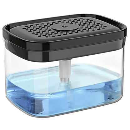 MR.SIGA Dish Soap Dispenser with Sponge Holder for Kitchen, Black - color: Black