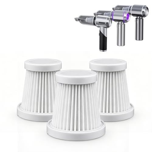 Houscly VC01 Filters HEPA Replacement Filters for Handheld Car Vacuum, Washable & Reusable, High Efficiency Filtration, Easy to Install, Keep Strong Suction (3)