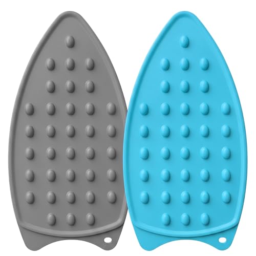 2 Pcs Silicone Iron Rest Pad, Blue/Gray - color: Blue & Gray