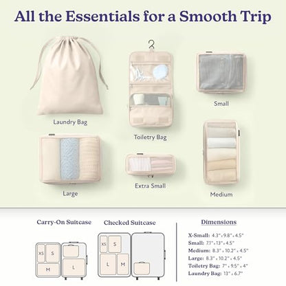 Vandel Compression Packing Cubes for Women, Set with Hanging Toiletry Bag - color: 1. Blue Gingham, size: Deluxe Set (4 Cubes + Toiletry & Laundry Bags)