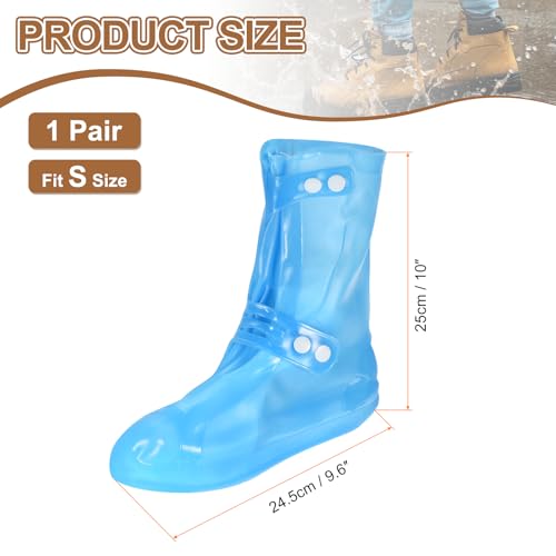 HARFINGTON Waterproof Shoes Cover S (US 4) Rain Galoshes w Double Buckle - color: Blue, size: S (US 4)