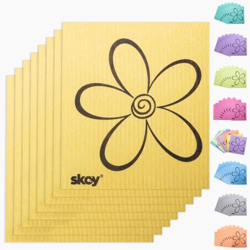 Skoy Cloth, 8-Pack Versatile Swedish Dishcloths for Kitchen and Household Use, Reusable Cleaning Cloths, Planet-Friendly, Dishwasher and Dryer-Safe, Yellow - color: Yellow, size: 8-Pack