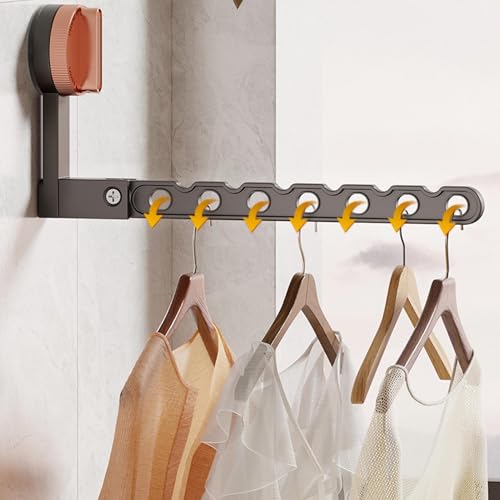 Yosoo Health Gear Wall Mounted Foldable Clothes Drying Rack, Suction Cup Laundry Rack with Metal Strap for Bathroom, Bedroom, Laundry Room, Space Saving Portable Design