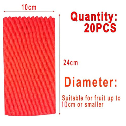 Fruit Protection Mesh Bags Foam Mesh Keep Safe Sleeves for Large Supermarkets, Shops (Red 24x10cm-20PCS) - size: Red 24x10cm-20PCS