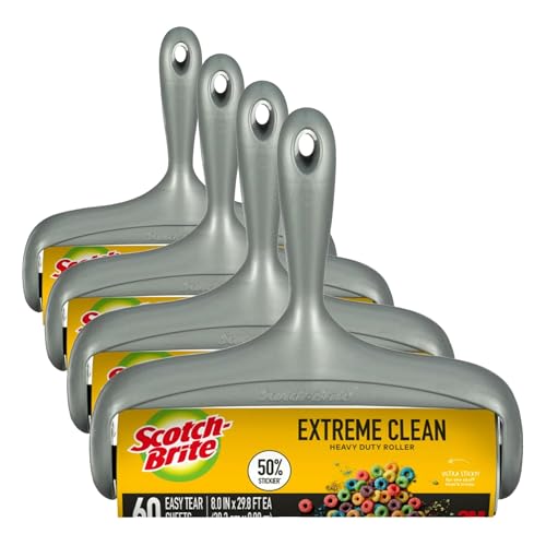 Scotch-Brite 50% Stickier Large Surface Lint Roller,Works Great On Pet Hair,60 Sheets,(Pack of 4) - size: 1 Roller (Pack of 4)
