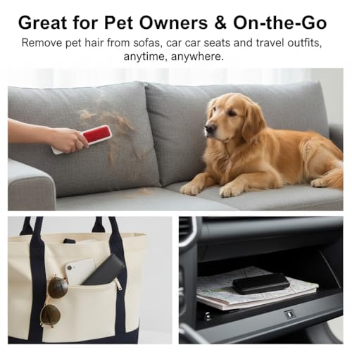 4Pcs Reusable Velvet Lint Brush for Clothes, Portable Travel Lint Remover, Static Electricity Lint Brush for Pet Hair, Dust, Fluff on Furniture and Car Seats (Black & White)