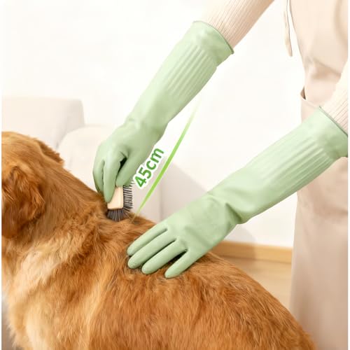 18inch Household Cleaning Rubber Long Gloves Reusable 2Pairs - size: Small