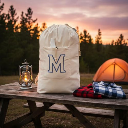 Laundry Bag Backpack Personalized Initial Canvas Laundry Bag, Letter M - color: Letter M, size: X-Large