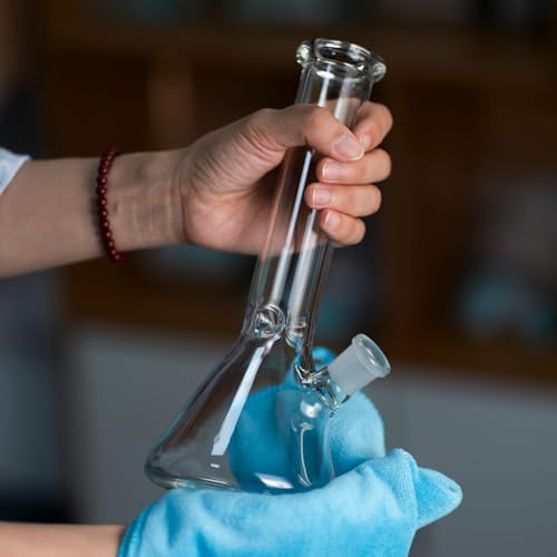 Glass Cleaning Kit with Reusable Silicone Accessories-Complete Set of Cleaning & Storage Tools for Easy Glassware Care, Reusable Microfiber Towel & Soaker Bag, Brushes, Mat, Caps Funnel & Plugs