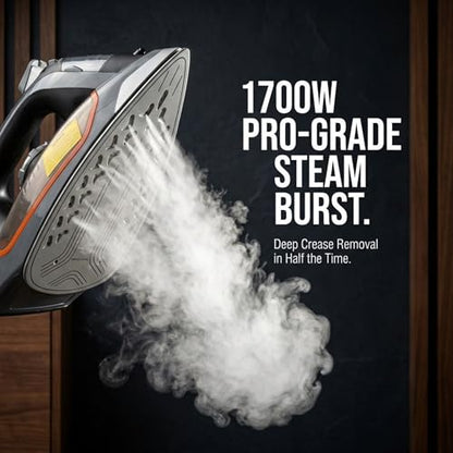 Bartnelli Pro Luxury Steam Iron for Clothes - 1700W Heavy-Duty Commercial Iron with Multi-Layer Ceramic Soleplate, Active Anti-Drip Technology, Smart 3-Way Auto Shut-Off & Precision Tip