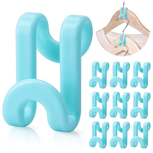 Mlici 60 Pack Space Saving Hanger Connector Hooks for Closet, Sky Blue - color: Sky Blue