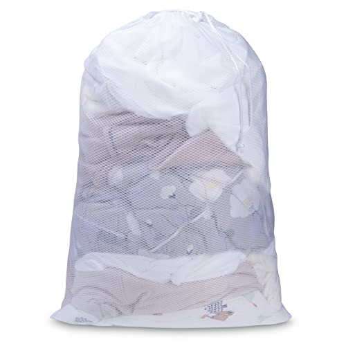 Meowoo Large Mesh Laundry Bag, 24×36inch Heavy Duty Mesh Laundry Bags Drawstring Lockable, Laundry Hamper Liner, Machine Washable, for Travel,Storage, Sports Factories, Dorms, White 1pcs - color: White-1pcs, size: 24x36 inch