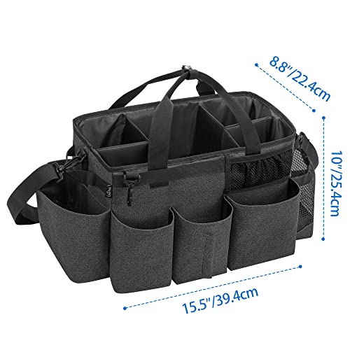 LoDrid Wearable Cleaning Caddy Bag with 4 Foldable Dividers, Black - color: Black