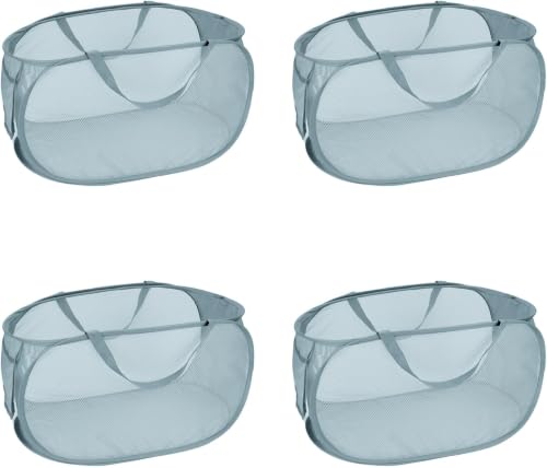 4 Pcs Mesh Popup Laundry Hamper, Opening Laundry Basket,Popup Laundry Basket with Durable Handles,Foldable Pop-up Mesh Hamper Dirty Clothes Basket for Clothes & Laundry-Home Organization - color: Gray