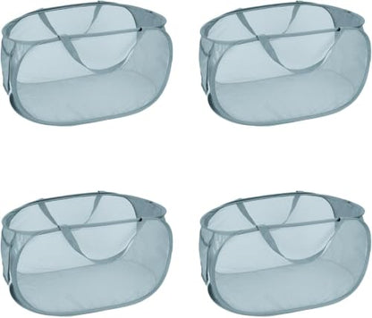 4 Pcs Mesh Popup Laundry Hamper, Opening Laundry Basket,Popup Laundry Basket with Durable Handles,Foldable Pop-up Mesh Hamper Dirty Clothes Basket for Clothes & Laundry-Home Organization - color: Gray
