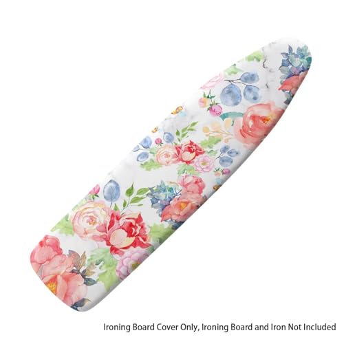 Fresh Floral Ironing Board Cover and Pad with Elastic Edge Waterproof Ironing Board Covers Stain Resistant Hook and Loop Design - color: Fresh Floral