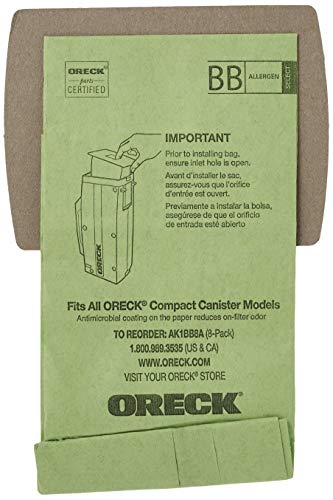 Oreck Vacuum Cleaner Bags for Buster B Canister Vacs, Pack of 8, Green