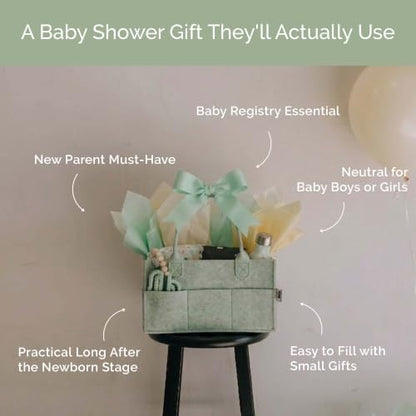 Parker Baby Co. Felt Diaper Caddy Organizer - Large, Sage - color: Sage Green (Heathered Sage Green), size: Large