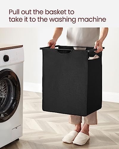 VASAGLE Laundry Hamper with Shelf, 1 Pull-Out Bag, 17.2 Gallons (65L) - color: Black + Rustic Brown, size: 1 Bags - 65 L