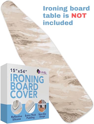 HOLDN’ STORAGE Ironing Board Cover 15 x 54 Padding, Beige Marble - color: Beige Ironing Board Cover