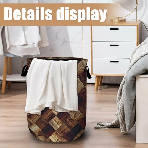 Wood Grain Laundry Basket, Foldable Tree Stump Laundry Hamper Tote Bag Dirty Clothes Storage Bucket Organizer for Bathroom/Laundry/Bedroom 15.7"x19.6" - color: Tree Stump