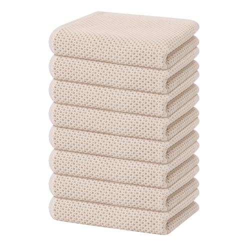 Homaxy 100% Cotton Waffle Weave Kitchen Dish Towels 8-Pack, Beige - color: Beige, size: 13 X 28 - 8 Pack