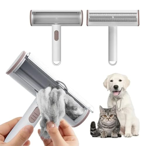 Pet Hair Remover, Two Way Reusable Pet Hair Remover Tool, Lint Roller for Cat and Dog Hair Remover for Couch, Carpet, Furniture, Car, Bedding, Blanket, Rugs and More (Brown) - color: Brown