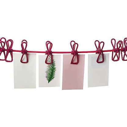 ALINNA Retractable Portable Clothesline, Travel Clothesline with 12 Clothespins for Indoor Laundry Drying, Outdoor Camping Accessories (Rose red) - style: Rose red