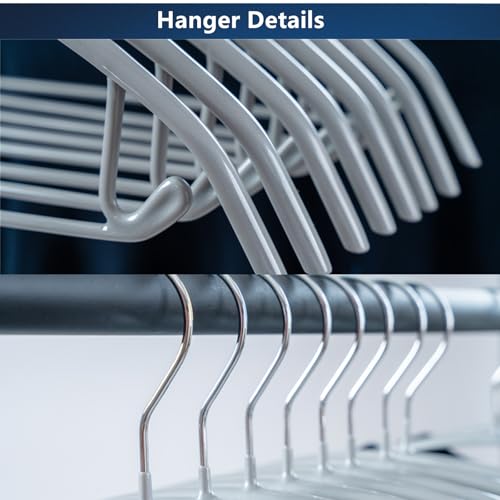 16.5 Inch Metal Clothes Hanger with Non-Slip Rubber Coating, No Shoulder Bumps & No Marks, for Sweaters, T-Shirts, Suits with Pants Bar, Pack of 10, Silver - color: Silver, size: Pack of 10
