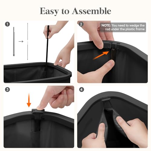 Lifewit Slim Laundry Basket with Lid and Removable Bag, 65L, Black - color: Black, size: 65L