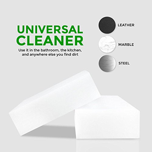 100 Pack Extra Thick Magic Cleaning Sponges - Eraser Sponge for All Surfaces - Double Thickness - Kitchen-Bathroom-Furniture-Leather-Car-Steel - Just Add Water - Melamine - Universal Cleaner - size: 100 Count (Pack of 1)
