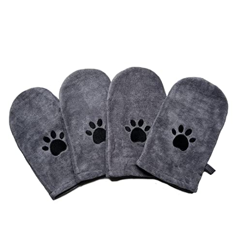 Penny & Niko Microfiber Pet Towel Mitts - Paw Cleaning and Drying Mitts/Gloves for Dogs and Cats (Gray, Standard - 4 Pack) - color: Gray, size: Standard - 4 pack