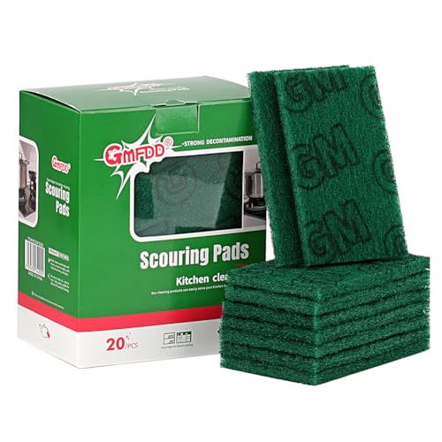 20 Pack Heavy Duty Green Scouring Pads, Bulk Non Scratch Scrubbing Pads for Household Cleaning, Kitchen, Dishes, Pots, Pans, Grill, Reusable, Multipurpose Scrubber Pads - color: Dark Green