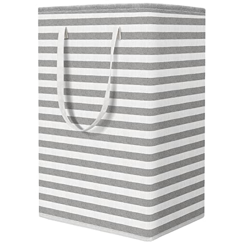 StorageRight Laundry Basket Hamper, 75L Clothes Storage, Striped Grey - color: Grey, size: 75L