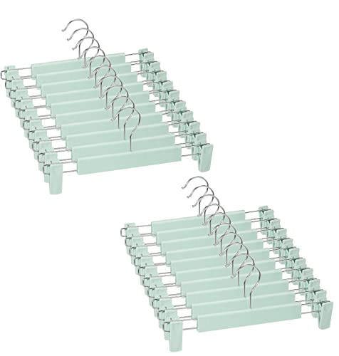 Pants Hangers with Clips, Skirt Hangers, 20 Pack, Light Green - color: Light Green, size: 20Pack