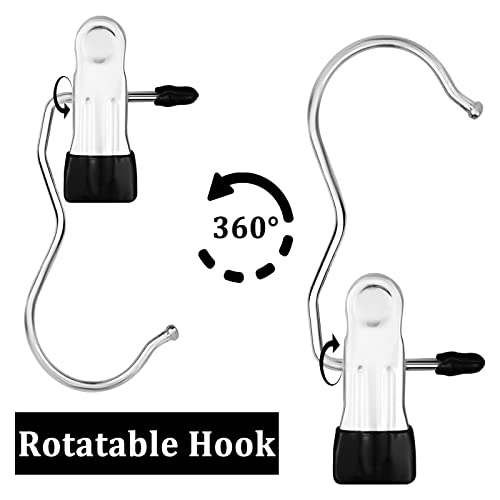 FuninCrea Laundry Hooks Clip, 5 Pcs Stainless Steel Anti-Slip Boot Laundry Hanger Clips Portable Heavy Duty Multi-Functional Single Hanging Clothes Clips for for Scarf, Gloves, Shoes, Socks (Black) - color: Black