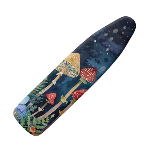 Mushroom Ironing Board Cover Padded with Hook and Loop, Blue Ironing Board Covers with Padding Scorch and Stain Resistant - color: Mushroom