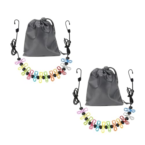 Retractable Portable Clothesline for Travel，Clothing line with 12 Clothes Clips，for Indoor and Outdoor Laundry Drying line，Outdoor Camping Accessories (2 Pack) - color: 2 Pack