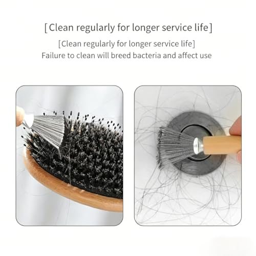 2Pcs Hair Brush Cleaner Tool, Wooden Handle Wire Lint Remover for Hair Brushes, Portable Hair Remover Brush for Cleaning Hair, Dust & Lint from Brushes, Combs & Upholstery