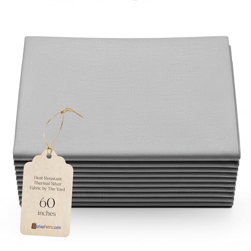 60" Heat Resistant Thermal Silver Fabric by The Yard – Insulated Material for Ironing Board Covers, Heat Shields, and DIY Craft Projects