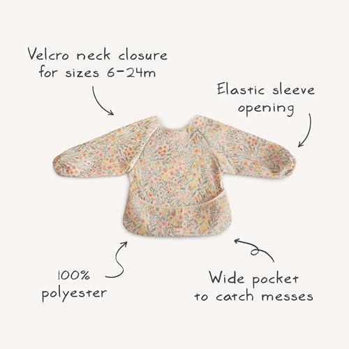 mushie Long Sleeve Baby Bib | Water Resistant Adjustable Fit - color: Boats